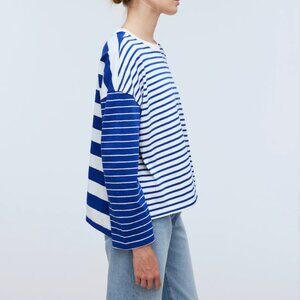 NWT Madewell Easy Long-Sleeve Rugby Tee in Contrasting Stripe